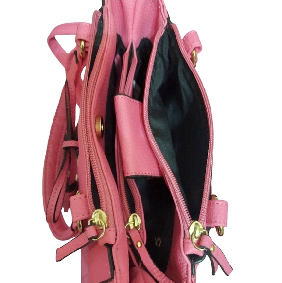 Nicole By Nicole Miller Bubblegum Pink Pebbled Faux Leather Bow Tassel Satchel - Picture 12 of 16